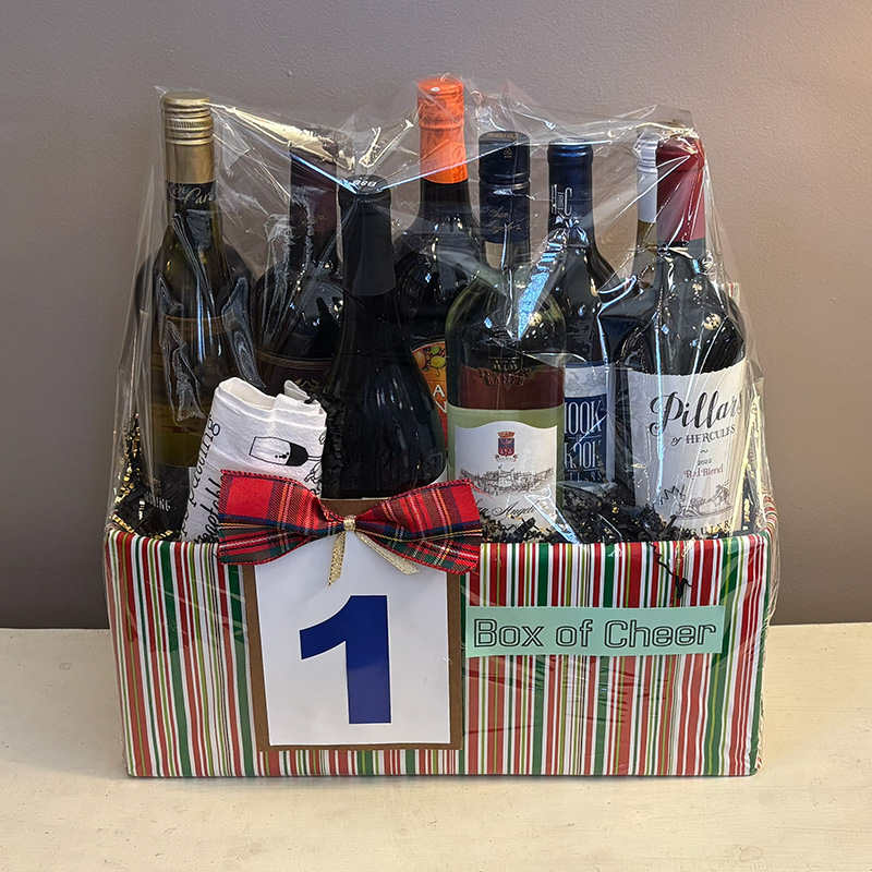 Photograph of a basket from the Holiday Basket Drawing at Wyomissing Public Library