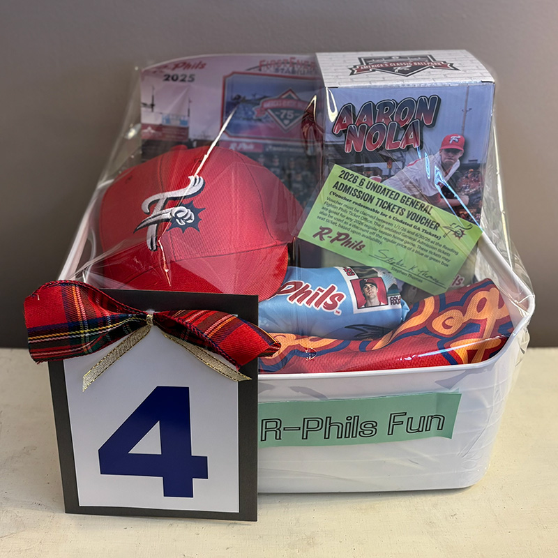 Photograph of a basket from the Holiday Basket Drawing at Wyomissing Public Library