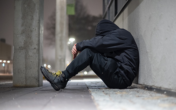 Photograph showing a homeless person